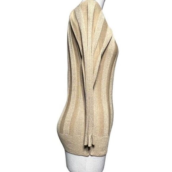 Joseph A NWT Long Sleeve Ribbed Metallic Gold Sweater Petite Small - Picture 2 of 5